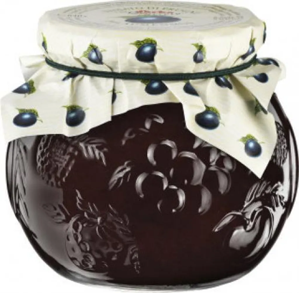 Food-United Plum Jam natural 640g Fruit Pieces Powidl Decorative Glass DARBO