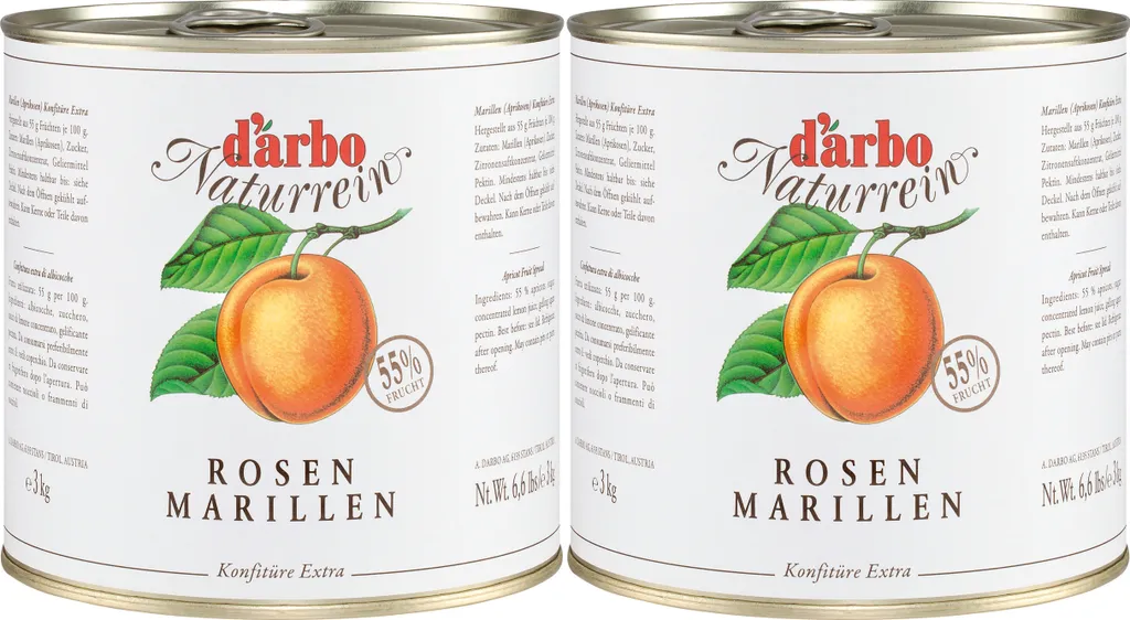 Food-United Rose Apricot Jam 2x 3kg can fruity bread spread DARBO