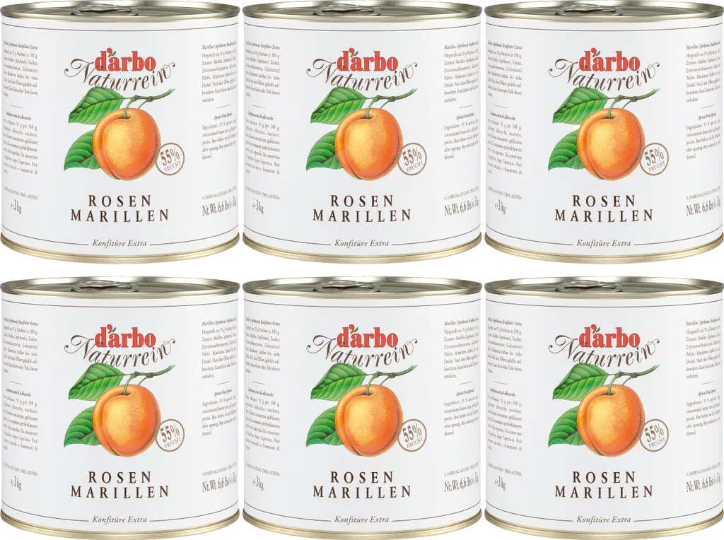 Food-United Rose Apricot Jam 6x 3kg can fruity bread spread DARBO
