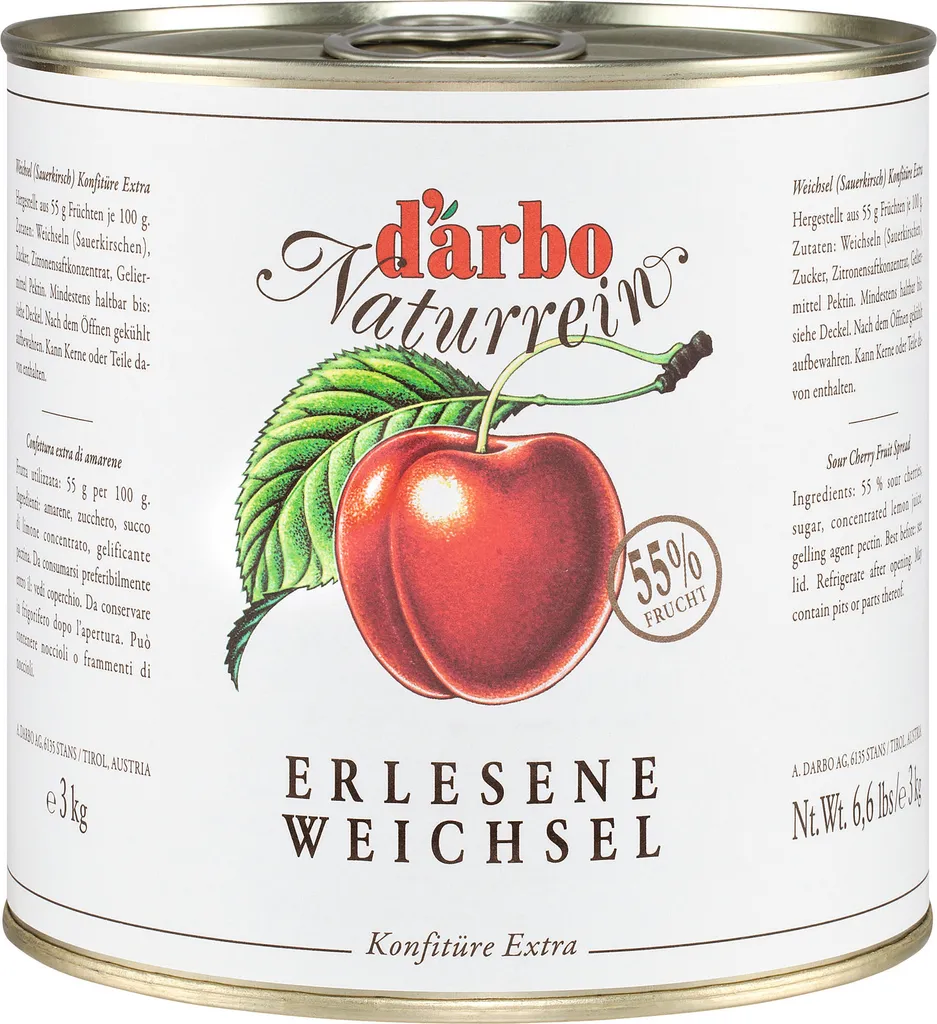 Food-United SOUR CHERRY AND SOUR CHERRY JAM EXTRA 3 kg can from DARBO