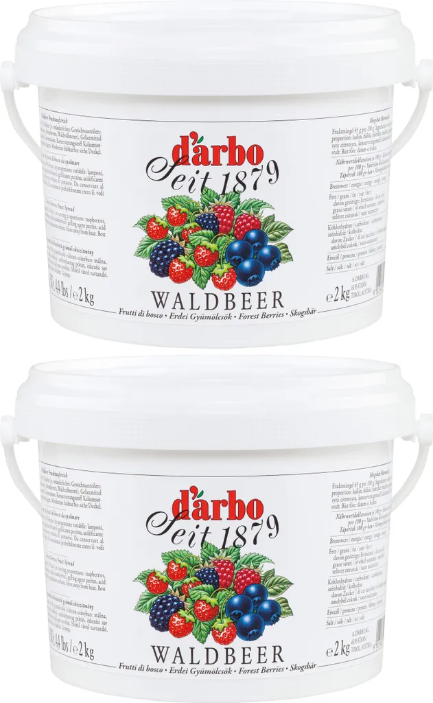 Food-United Wild Berry Fruit Spread 2x 2kg in a storage bucket from DARBO