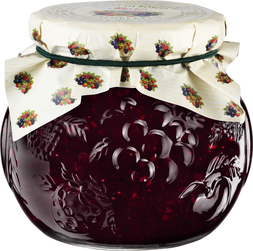 Food-United Wild Berry Jam Extra Pure 640g DARBO in a decorative glass jar 640g