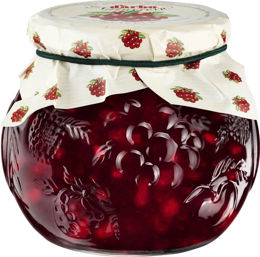 Food-United Wild Cranberry Compote, all natural, 600g, decorative glass jar, mildly tart, by DARBO 600g