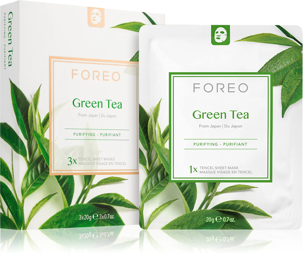 FOREO Farm to Face Sheet Mask Green Tea Cell layer mask with soothing effect for combination skin