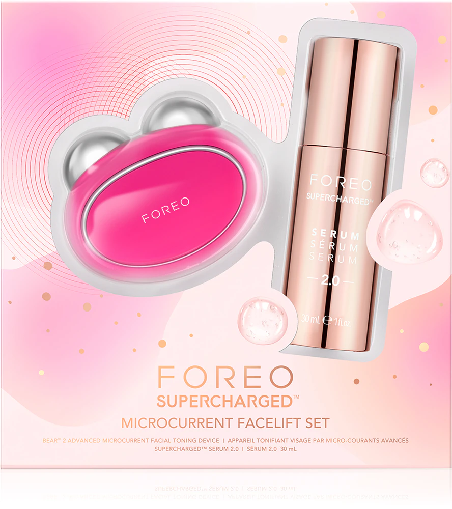 FOREO SUPERCHARGED™ Microcurrent Facelift Set Gift Set for Skin Tightening and Firming