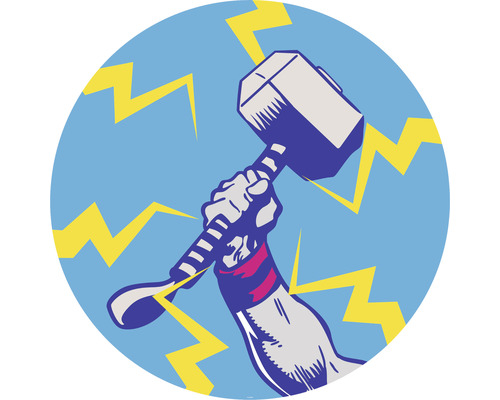 Komar Photo wallpaper self-adhesive DD1-056 Dot Avengers Thor's Hammer Pop Ø 125 cm