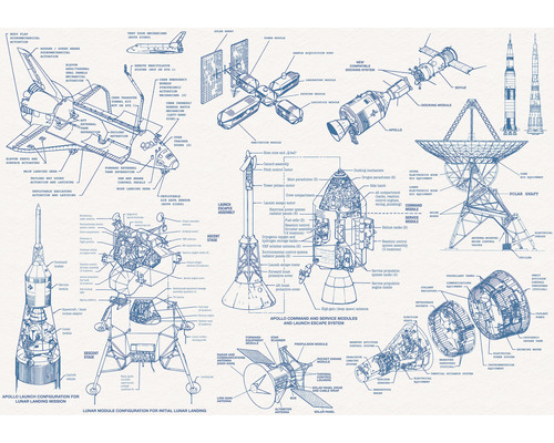 Komar Photo wallpaper non-woven IAX8-0016 Into Adventure Spacecraft Architecture 8-piece. 400x280cm