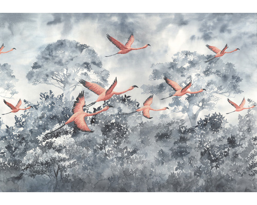Komar Photo wallpaper non-woven INX8-053 Ink Flamingos in the Sky 8 pieces. 400x280cm