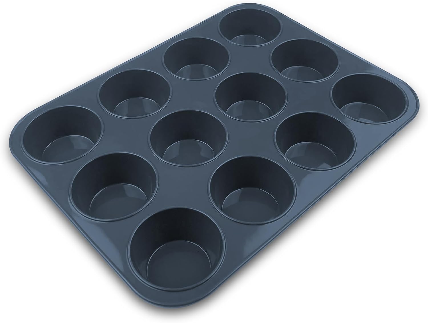 Fousenuk Mini Muffin Mould for 12 Muffins, Non-Stick Silicone Muffin Tray, Cupcake Moulds, Muffin Baking Mould, Mini Muffin Mould, Baking Tray for Cupcakes, Brownies, Cakes, Pudding (Grey)