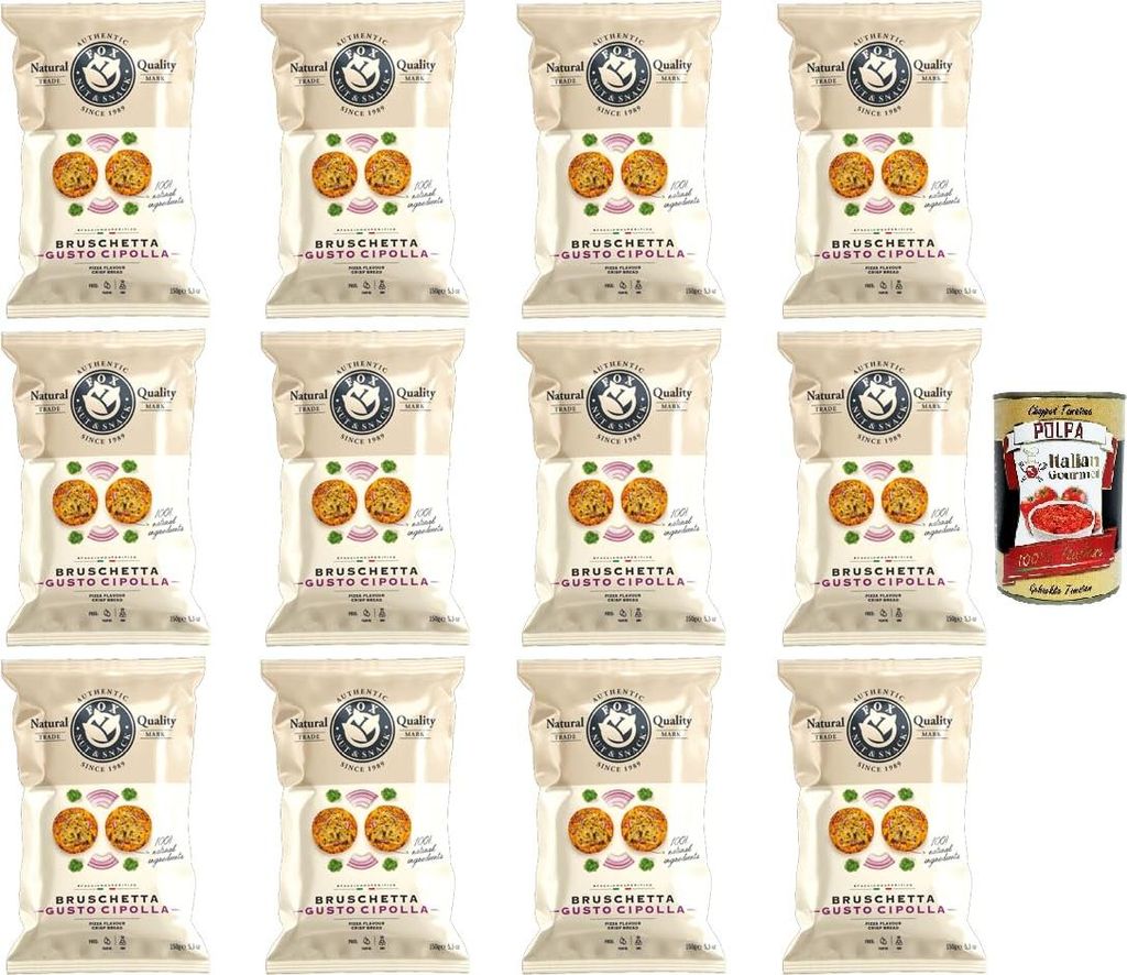Fox, Bruschetta Cipolla "Chef Gourmet", Snack Bruschetta with Onions, The traditional onion bruschetta for your aperitif, 12 x 150g + Italian Gourmet polpa 400g