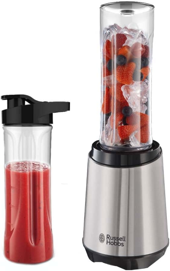 Russell Hobbs 23470-56 Mix&Go Steel Blender/Stand Mixer, Smoothie Maker (300 Watt), Stainless Steel, including 2 drinking bottles, 600 ml