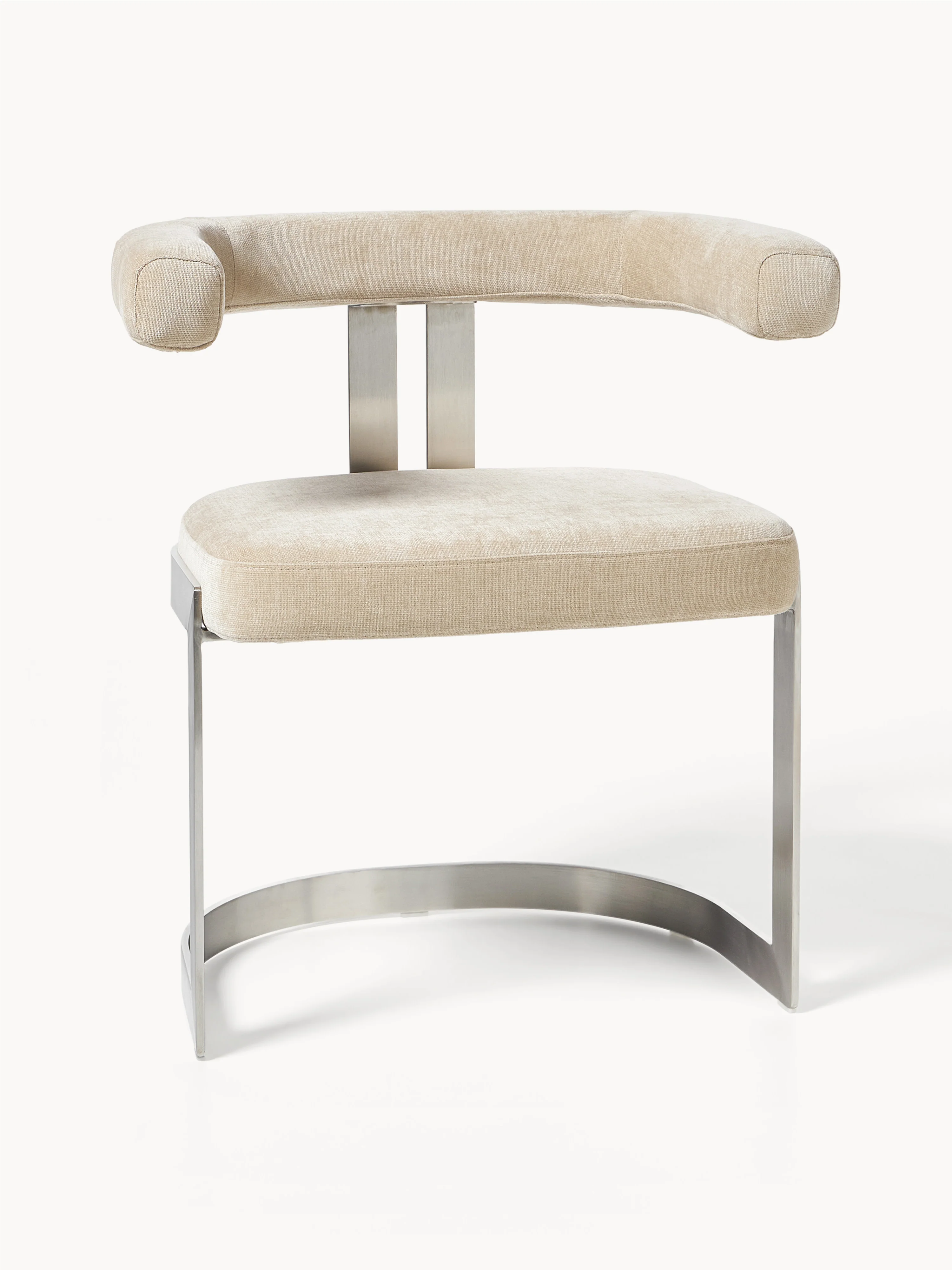 Westwing Collection Gianni cantilever chair with upholstery - Beige, silver