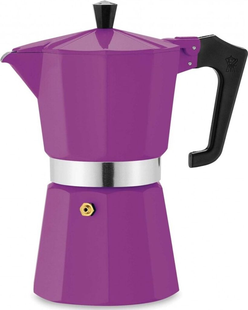 French: Cafétière 6 Cups 18 X 10 X H20.5 Cm - Purple - Italexpress - Pezzetti German: Coffee pot for 6 cups 18