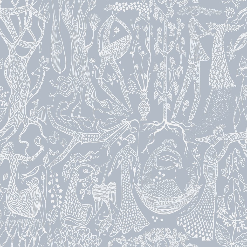 BorasTapeter Stig Lindberg 1765 Non-Woven Wallpaper Romantic Design People Animals Natur