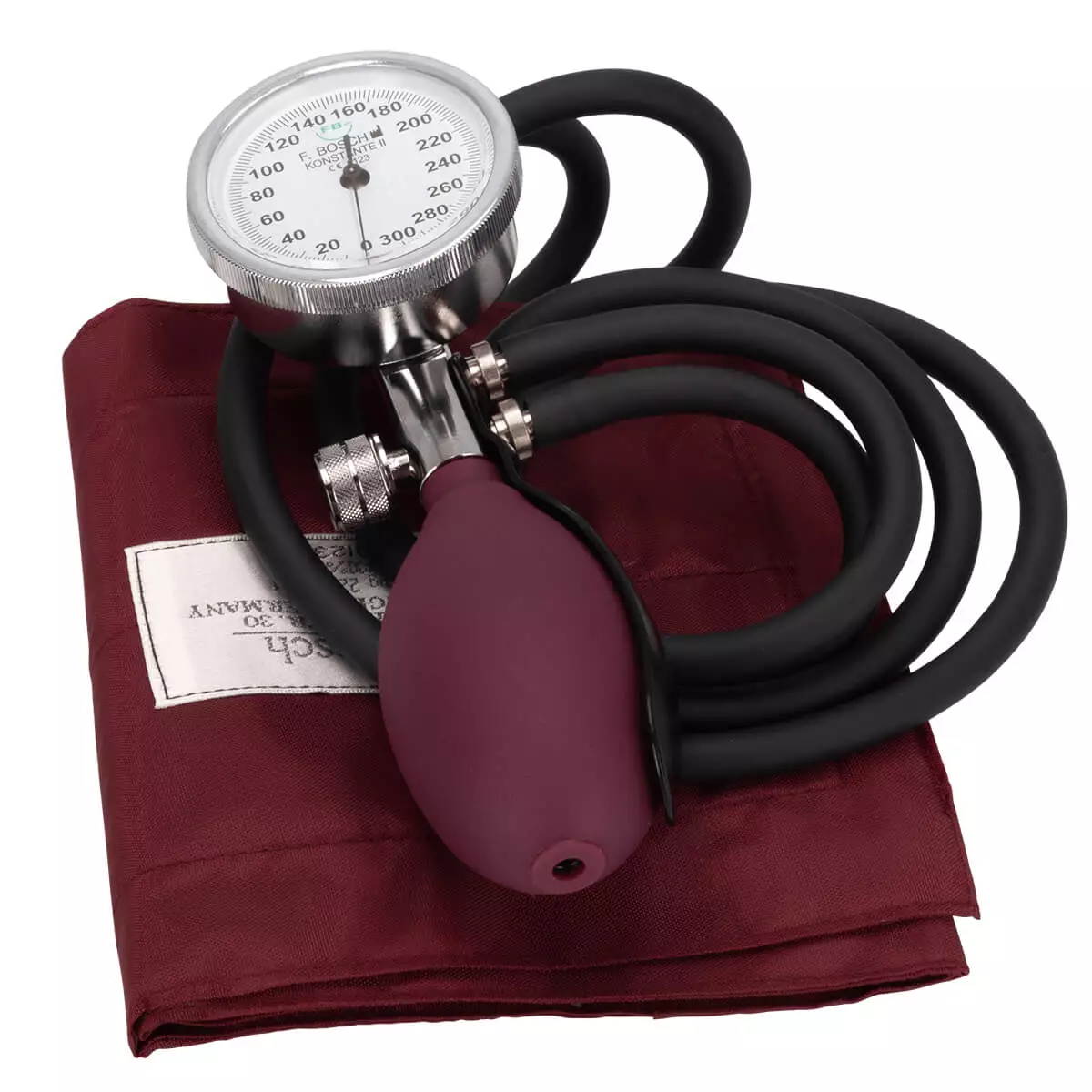 Friedrich Bosch Set with blood pressure monitor and flat stethoscope Burgund