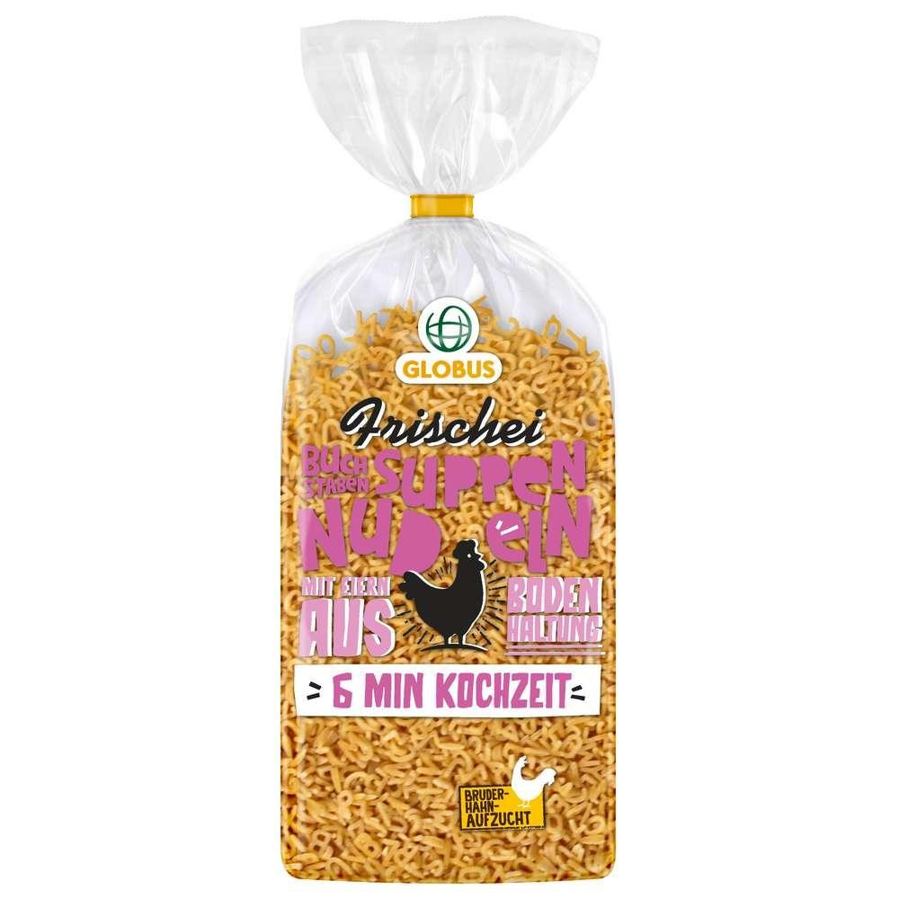 GLOBUS Fresh egg soup noodles, letters