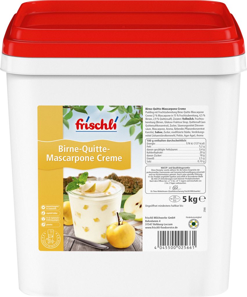 frischli Milchwerke Frischli Pear-Quince Mascarpone Cream, delicious seasonal dessert, 5000g