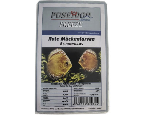 Frozen food POSEIDON red mosquito larvae 100 g