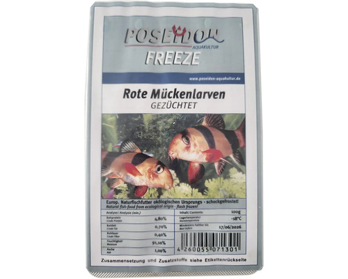 Frozen food POSEIDON red mosquito larvae, bred