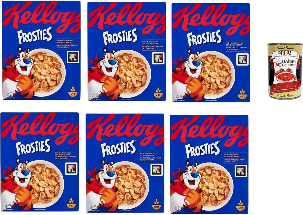 Italian Gourmet E.R. Frosties, crispy cornflakes made from corn with delicious frosting – breakfast cereal without artificial colors and flavors 6x 330g + Italian Gourmet polpa 400g