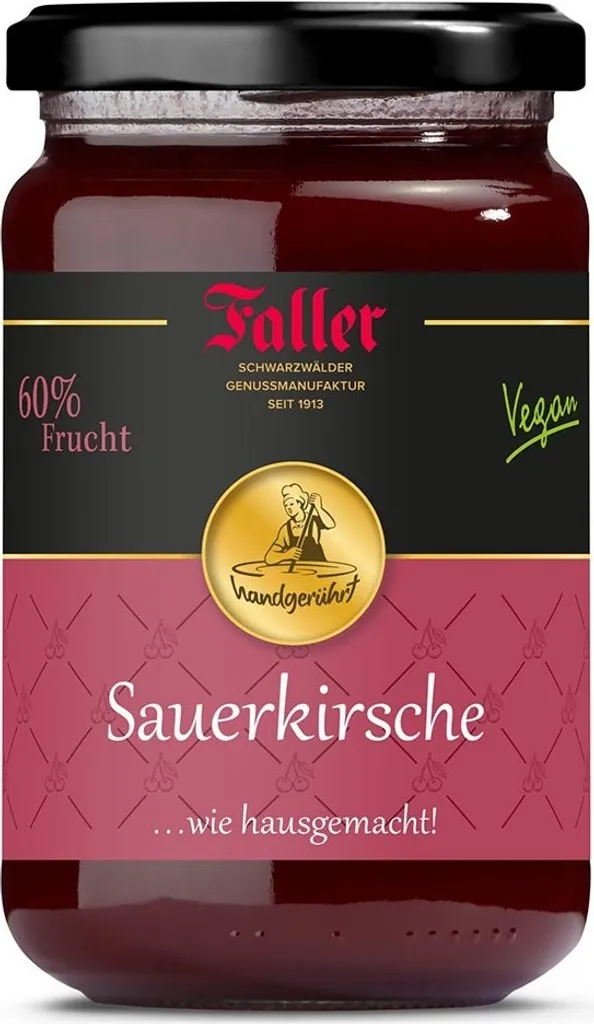 Faller Jams Fruit Spreads from the Black Forest Faller Sour Cherry Jam Vegan 330 g