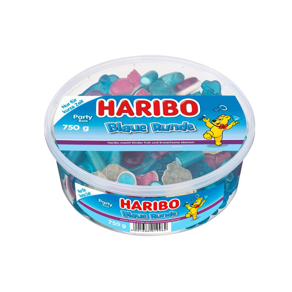 Haribo Fruit gum tin, blue round 750g