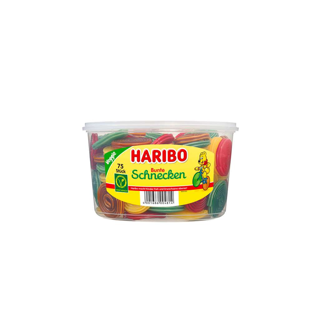 Fruit gum tin, colorful snails