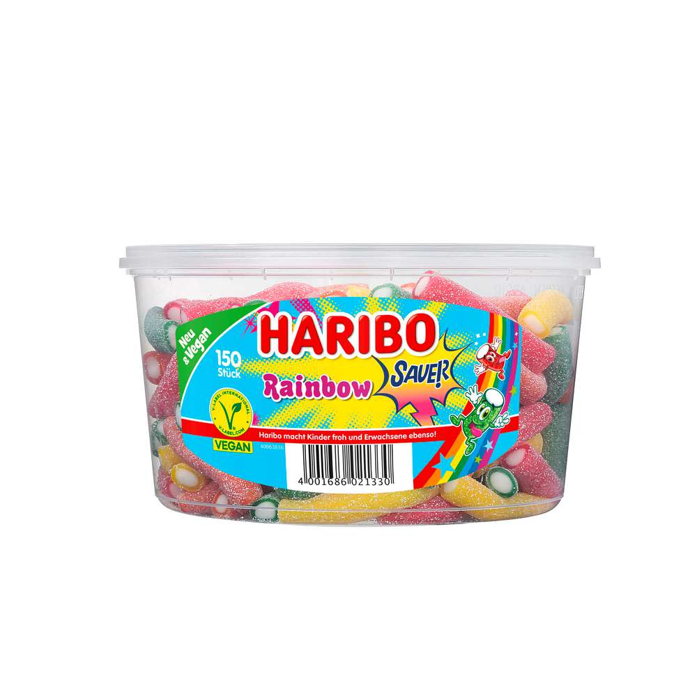Haribo Rainbow Sour Fruit Gummies, in a tin 1200g