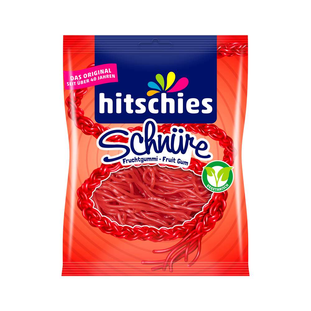 Hitschler Fruit gum strings, strawberry