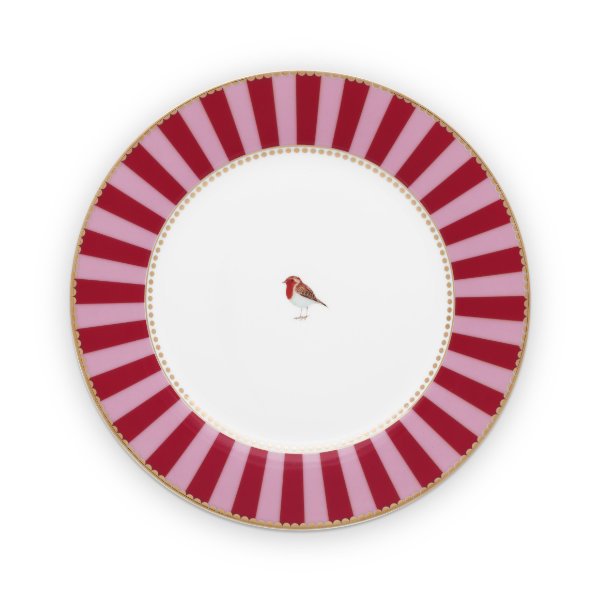 Breakfast plate Love Birds Stripes Red-Pink Pip Studio