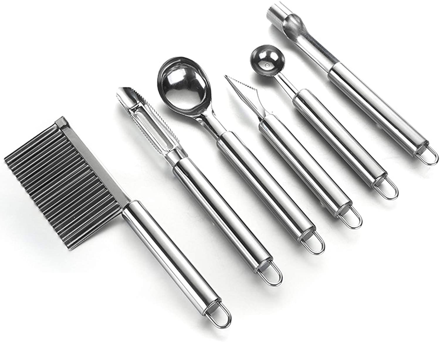 YDYSAA Fruit Tool Carving Tool Fruit Cutter Fruit Tool Apple Corer Ball Cutter Melon Cutter for Fruit Vegetable Garnish Cutting Cutting Chrome Steel Garnish Tools Kit 6 Pieces
