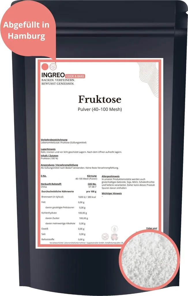 INGREO Cook & Bake Fructose Powder (40-100 Mesh) – 1kg