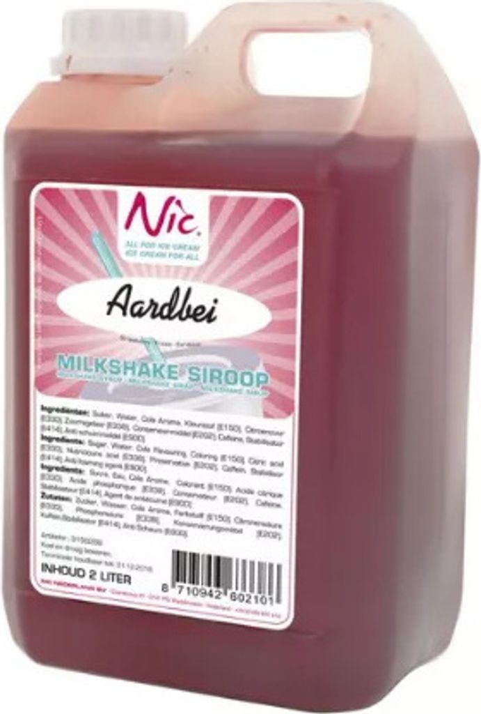 nic Frusco - Milkshakesiroop - Aardbei - 2 liters 2000 ml