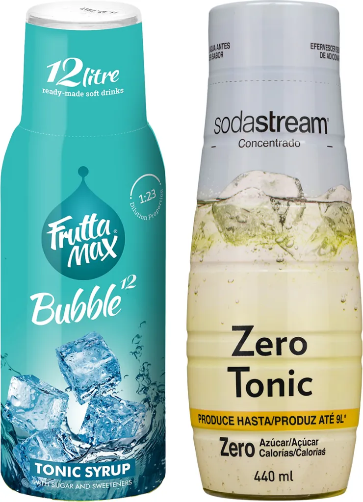 FruttaMax SodaStream Tonic Syrup Set 2x 500ml Zero Sugar Drink Syrup 1000 ml