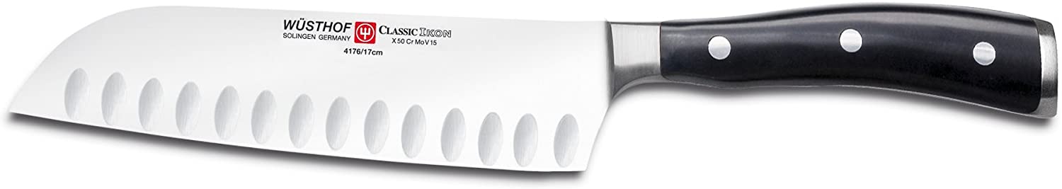Wusthof Wüsthof Santoku, Classic Ikon (4176-7), 17 cm blade length, with balls, forged double bolster, rustproof, extremely sharp, Japanese sushi knife