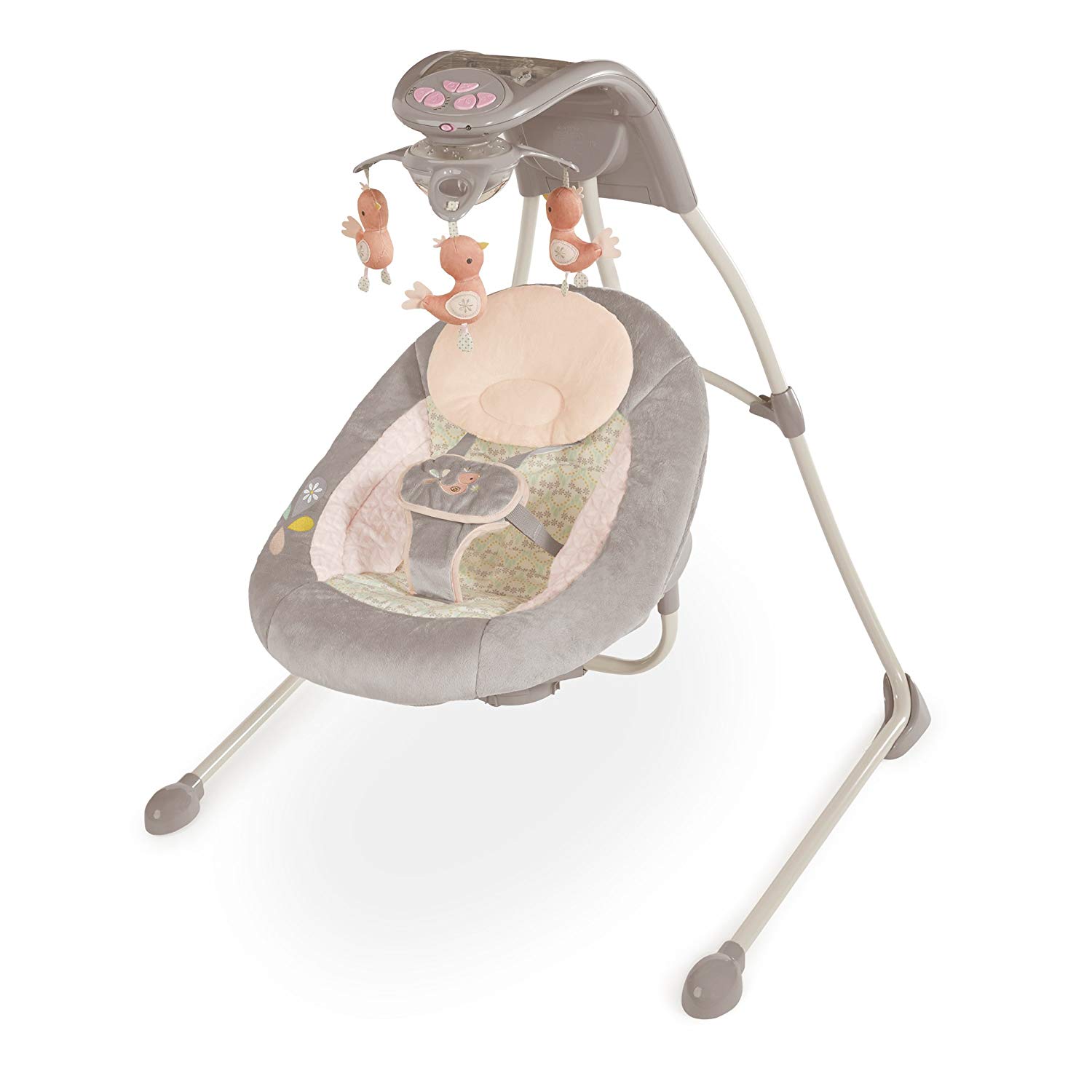 Ingenuity, Baby Swing Piper Bird with Melodies, Lights, 180° Rotating Seat, 3 Swing Directions, Speed Adjustment, 3 Toys, Folding Frame and More