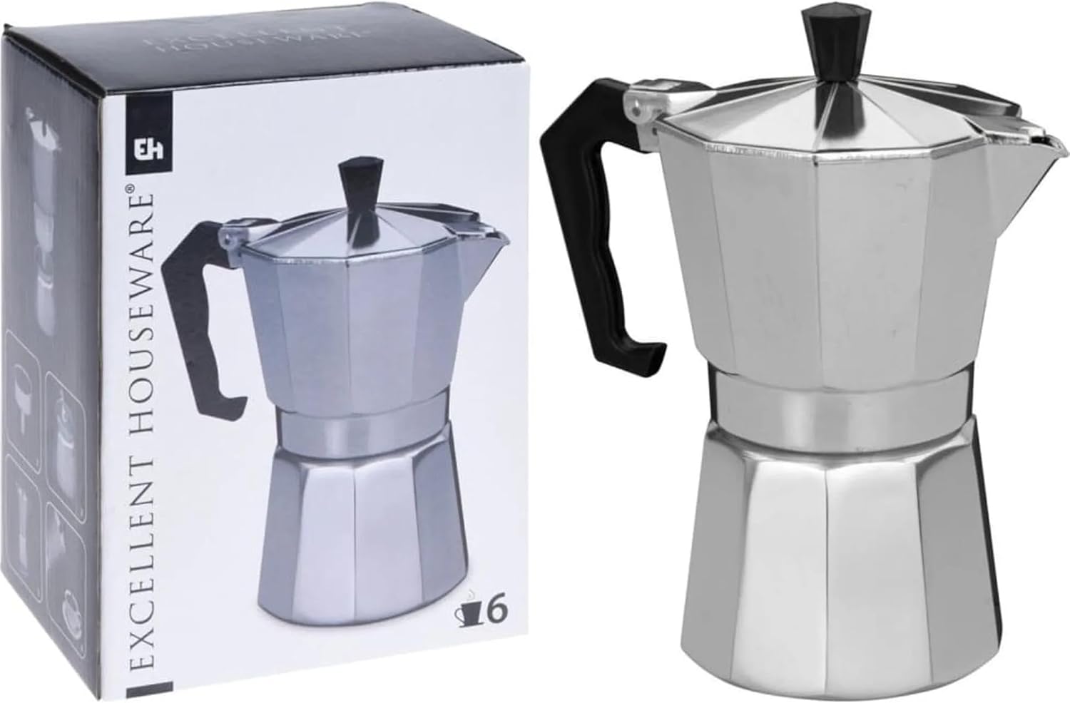 Tool & Tree Espresso Maker 330 ml for 6 Cups - Classic Aluminum Mocha Pot - For Espresso, Mocha & Strong Coffee - Compact, Robust & Easy to Clean - Ideal for Real Coffee Lovers