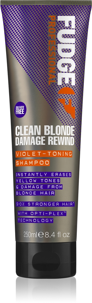 Fudge Clean Blonde Damage Rewind silver shampoo and tint shampoo for blonde and mixed hair