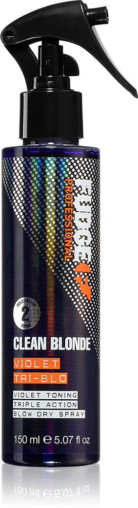 Fudge Clean Blonde Violet Tri-Blo Spray against yellow tones for blonde and mixed hair