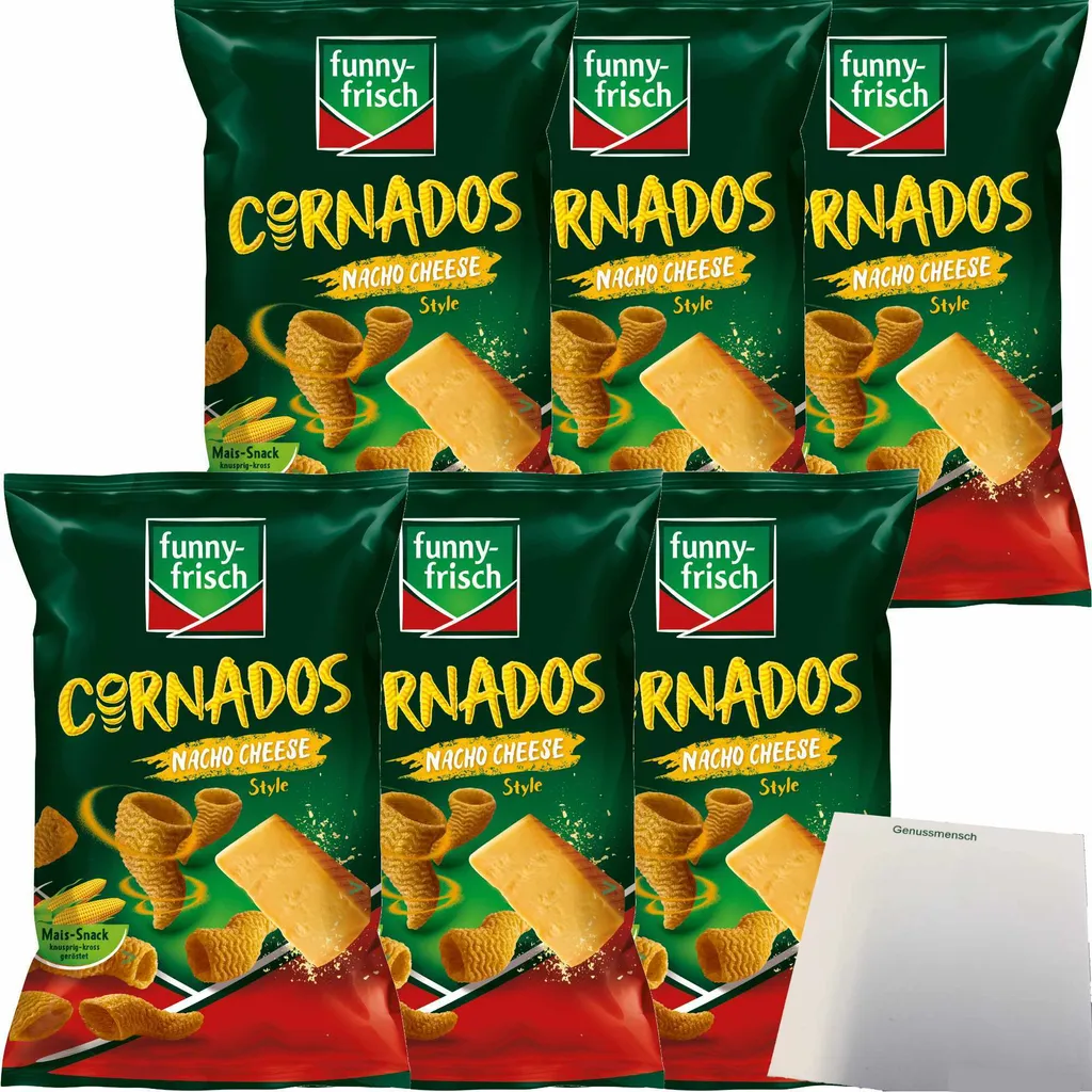 funny-frisch Cornados Nacho Cheese Style 6-pack (6x80g pack) + usy Block