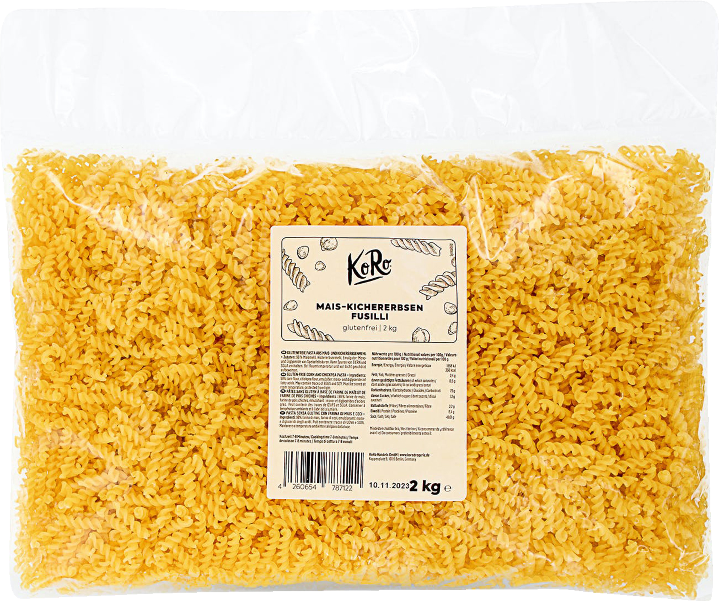 KoRo Fusilli made from corn and chickpeas