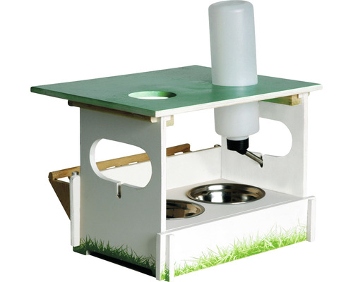 Dobar Hopsi food bar for rodents including bowls, hay rack and drinking bottle 31 x 25 x 21.5 cm
