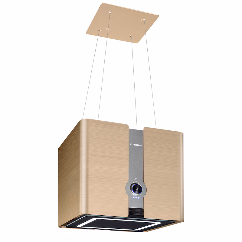 Futurelight Smart Island Extractor Hood Recirculating Air 420m³/h LED Stainless Steel Antique Gold Metallic