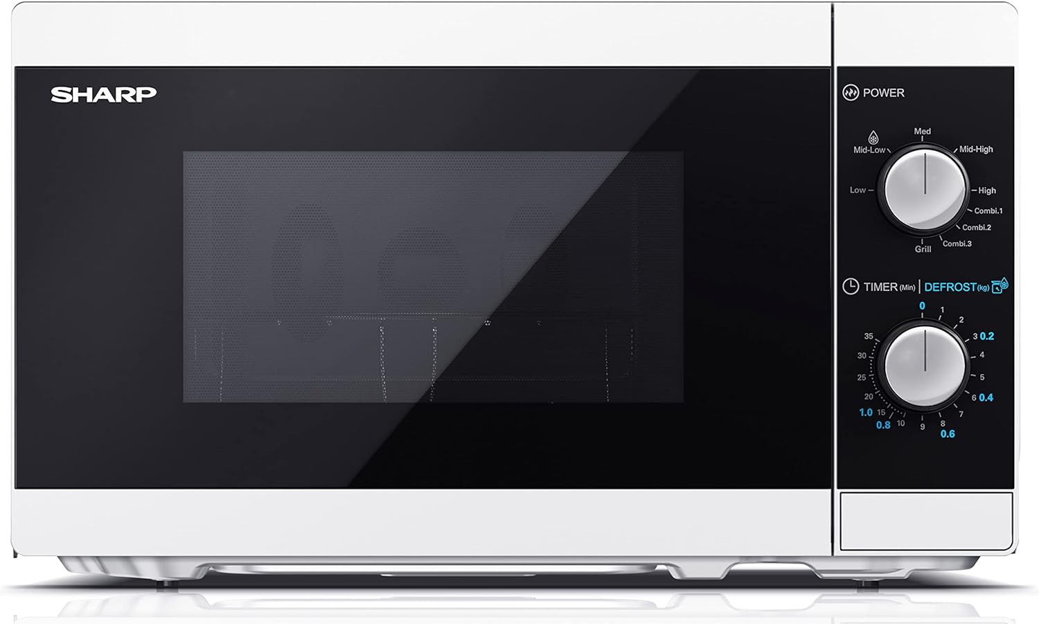 SHARP Store SHARP YC-MG01E-W Microwave with Grill (800W, 20L, 5 Power Levels, Defrost Function, Easy Cleaning) White