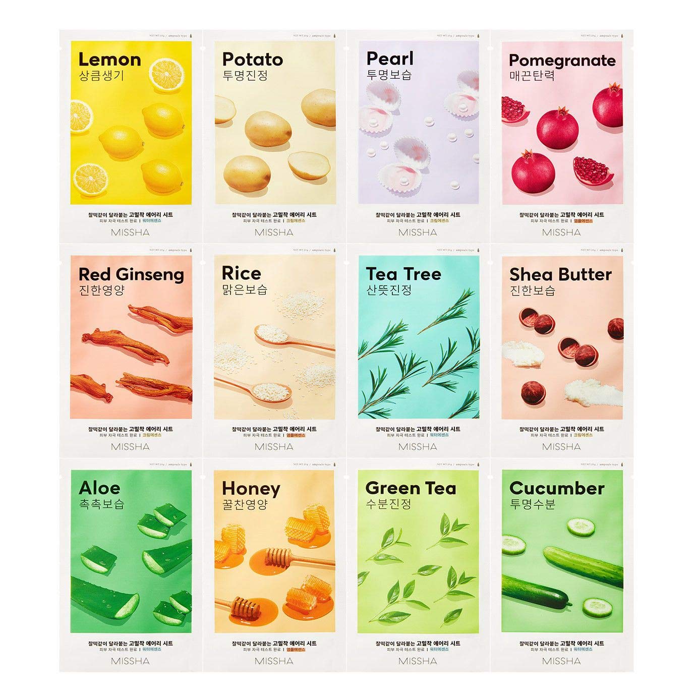 MISSHA Airy Fit Sheet Mask Aloe Vera Face Mask Cloth Mask Water Type Dry Skin Moisture 1 Piece