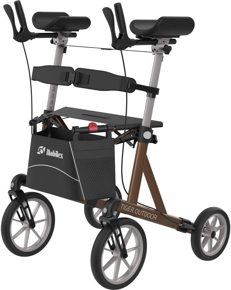Mobilex Tiger Outdoor Arthritis Rollator with Rotating Armrests Anthracite Grey