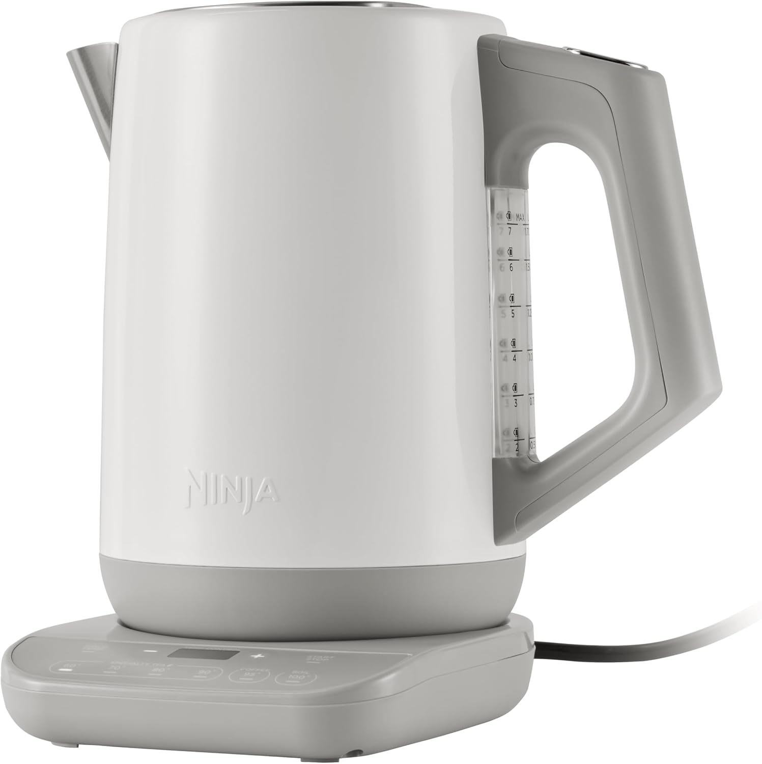 Ninja Perfect Temperature KT200EUWH Kettle, 1.7 L, LED Display, Kettle with Pressure Boil Function and Various Temperature Settings, White