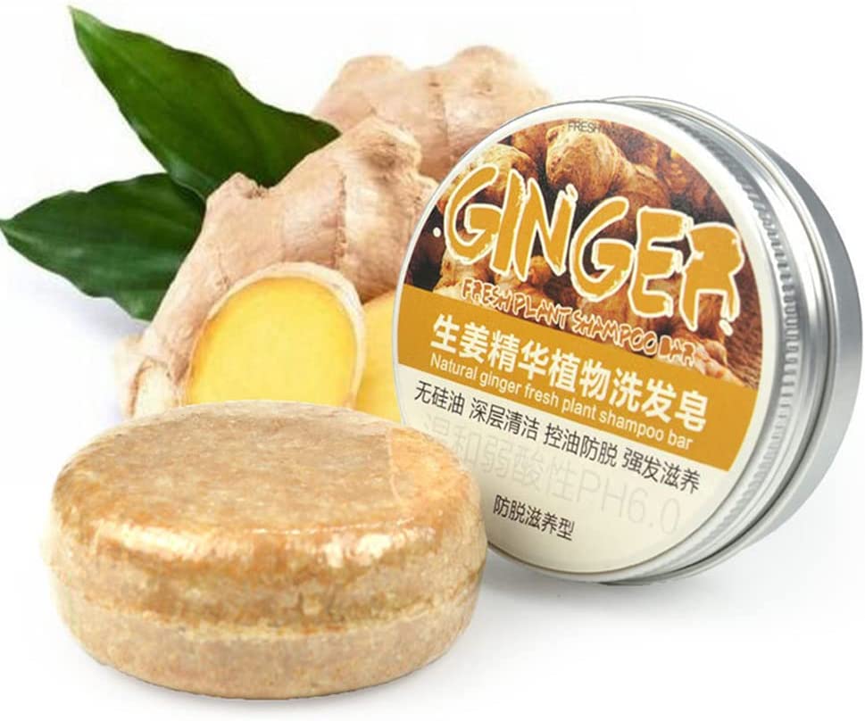 JAWSEU Ginger Hair Regrowth Shampoo Bar, Ginger Hair Growth Shampoo Bar, Organic Ginger Shampoo Bar, Promotes Hair Growth, Anti-Hair Loss Hair Shampoo Soap