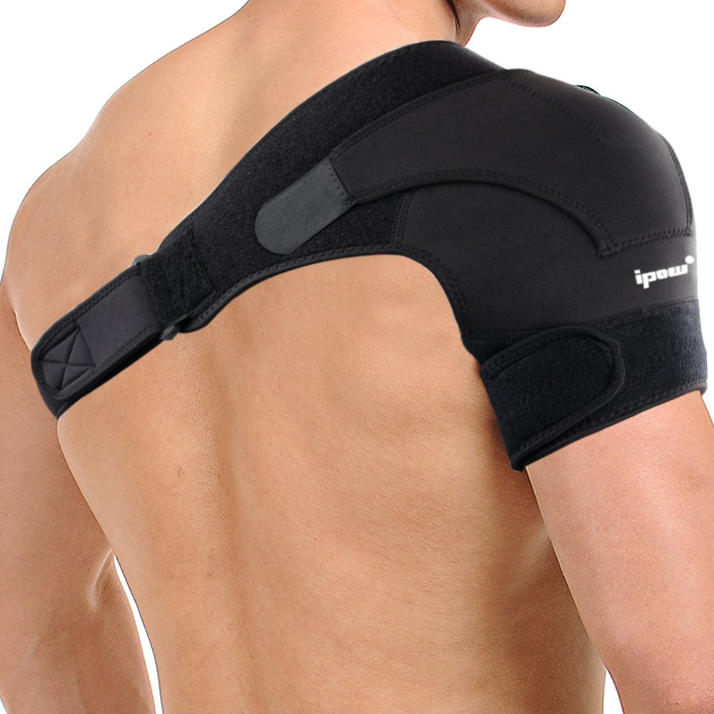 Ipow Adjustable Neoprene Shoulder Support Brace Strap Helps Shoulder Stability, Arthritic Shoulders, Shoulder Dislocation, Unisex, Fits Both Left or Right Shoulder - M