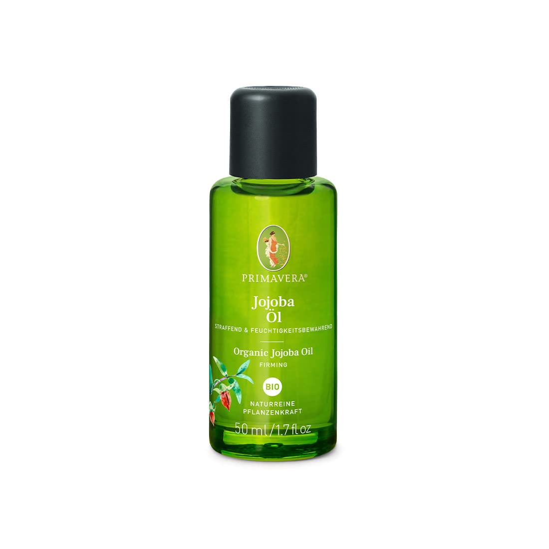 PRIMAVERA Organic Jojoba Oil 50 ml - Natural Plant Power - Glass Bottle - Aroma Oil, Body Oil, Natural Cosmetics - Skin Firming, Firming, Promotes Elasticity - Vegan